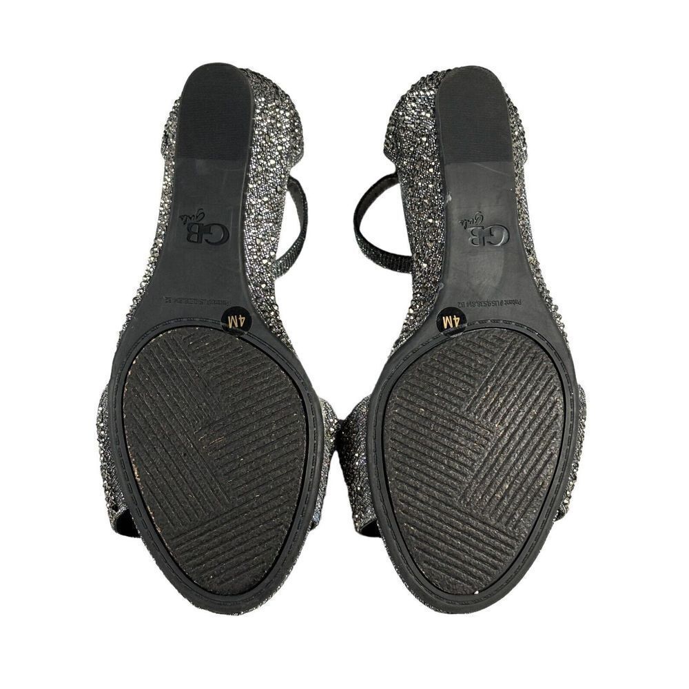 GB Girls Sparkly Sandals Size 4M Shoes Wedge Gray Jeweled Ankle Strap Fancy - Picture 7 of 10